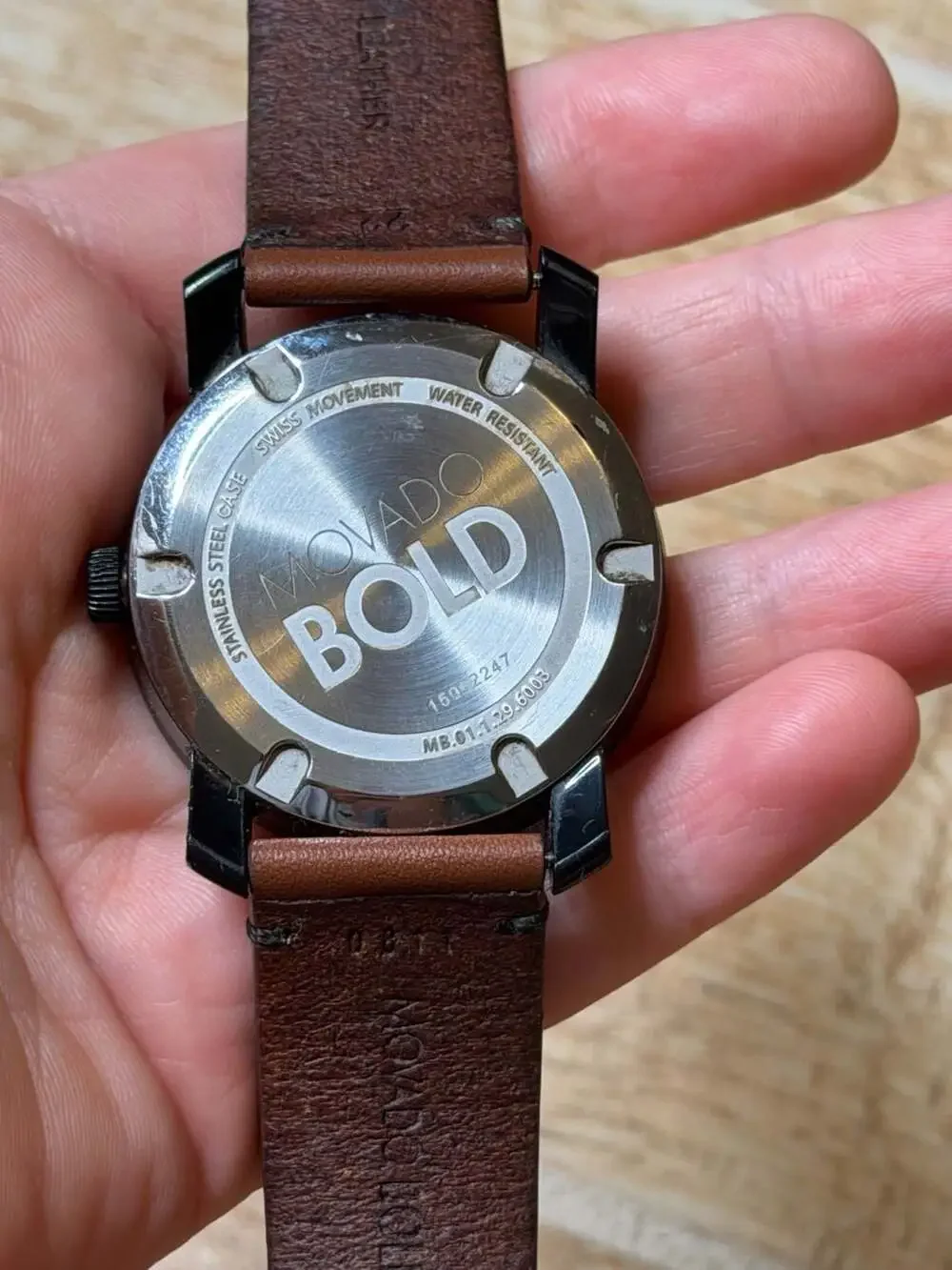 Movado Bold 42mm Men's Watch Black Museum Dial Brown Leather Strap